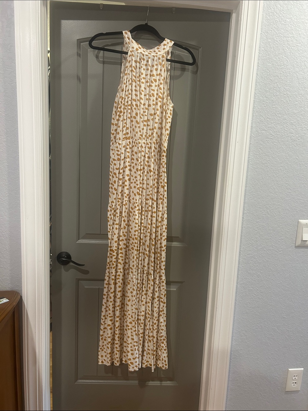 SHEIN Cream Maxi Dress with Tan Spot Print